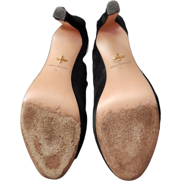 Pour La Victoire Black Suede Platform Heels Size 10 - Picture 7 of 7